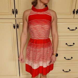 Jacob Red Stripe High Neck Sleeveless Dress